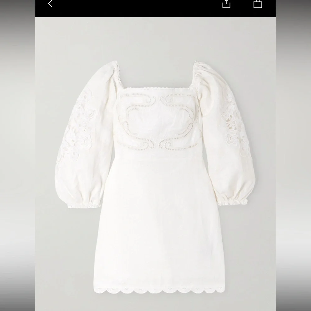 Farm Rio Off-White Embroidered Euroflax™ Premium Linen Mini Dress - Picture 3 of 8